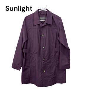 Eddie Bauer Womens Purple Trench Coat SZ L Button Closure Unlined Classic Style